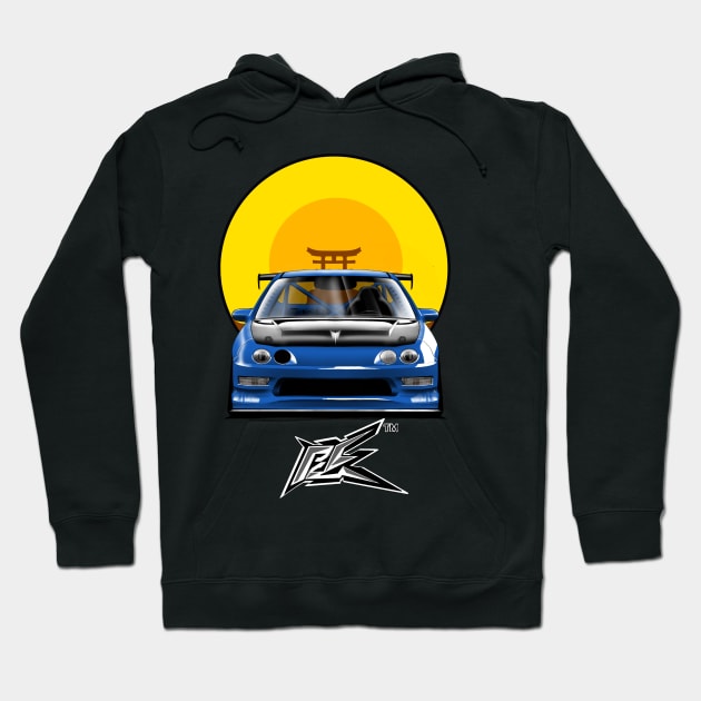 integra type r racecar lowered blue Hoodie by naquash